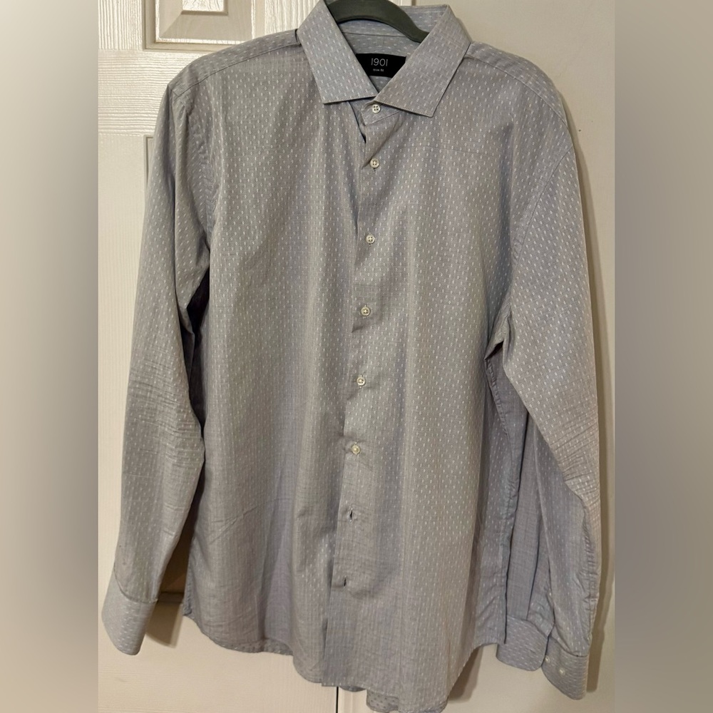 1901 Blue Casual Button Down Shirt with Relaxed Fit